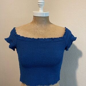 Abercrombie & Fitch Royal Blue Smocked Crop Top
